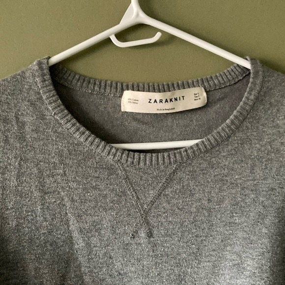 Zara Gray Crew Neck Sweater Soft Knit Relaxed Fit - Picture 3 of 11